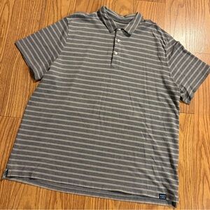 L.L. Bean Traditional Fit Polo Mens 2XL Gray Striped Short Sleeve XXL
